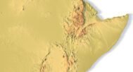 Detailed close-up of African mountain ranges in 3D printable STL model
