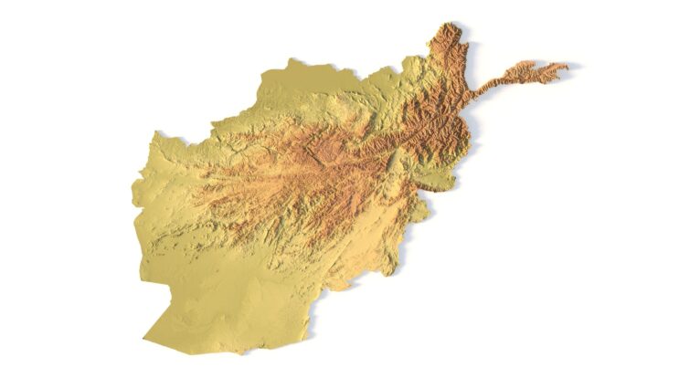 Wooden Afghanistan relief map carved on CNC machine, natural finish