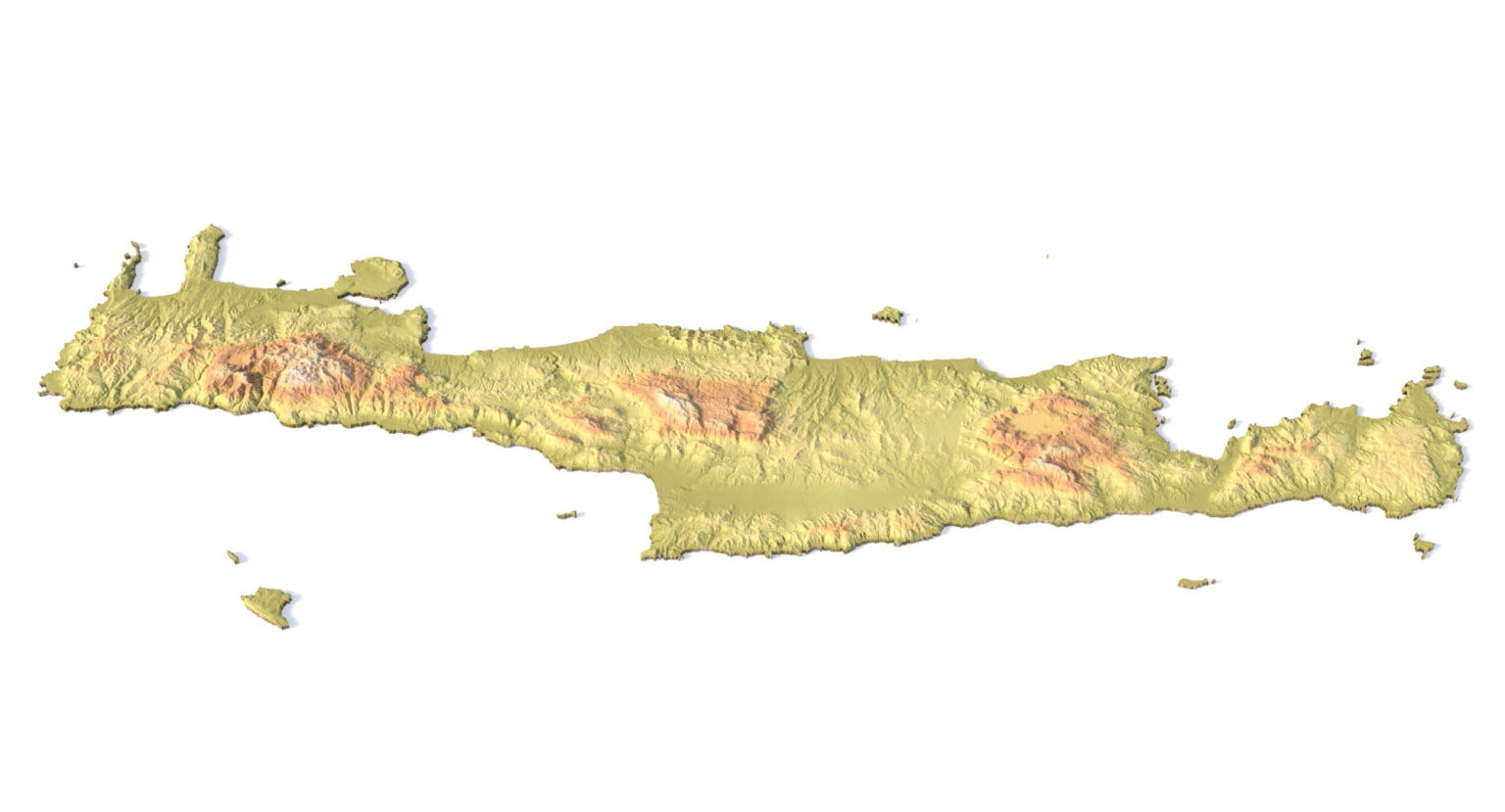 Crete Island 3D Topographic Map STL for 3D Printing & CNC