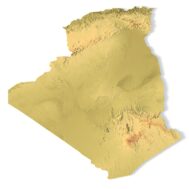 High-detail 3D terrain of Algeria with elevation data