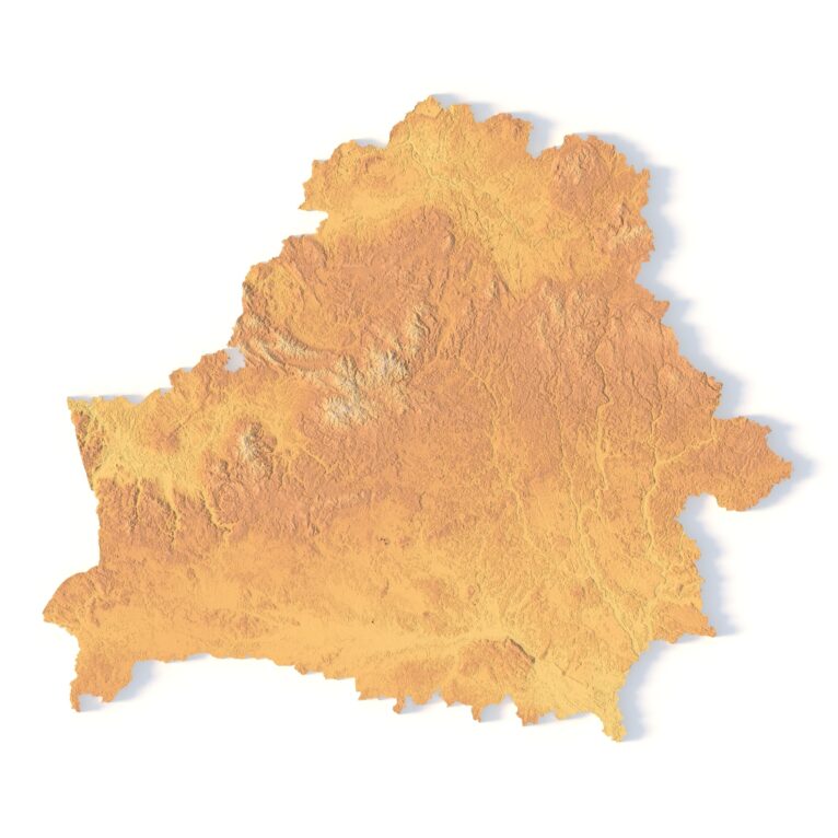 3D terrain model of Belarus in STL format, front view