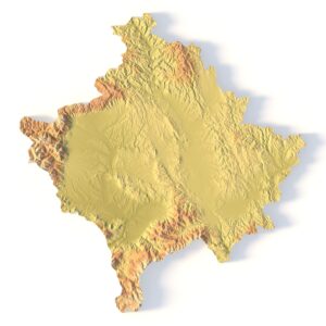 3D terrain model of Kosovo in STL format, front view