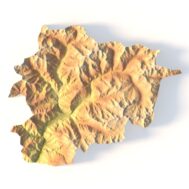 High-detail 3D terrain of Andorra with elevation data