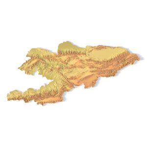 3D terrain model of Kyrgyzstan in STL format, front view