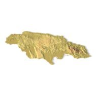 3D terrain model of Jamaica in STL format, front view