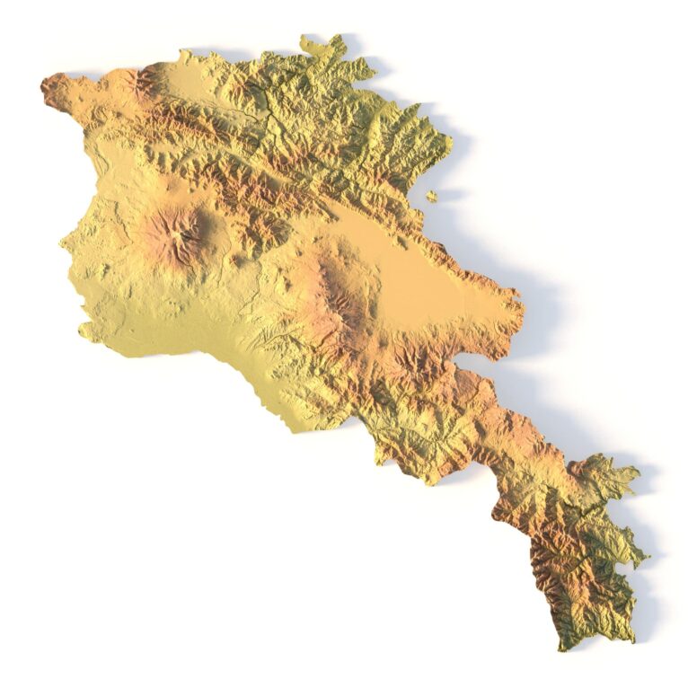 Full topographic STL model of Armenia with elevation features