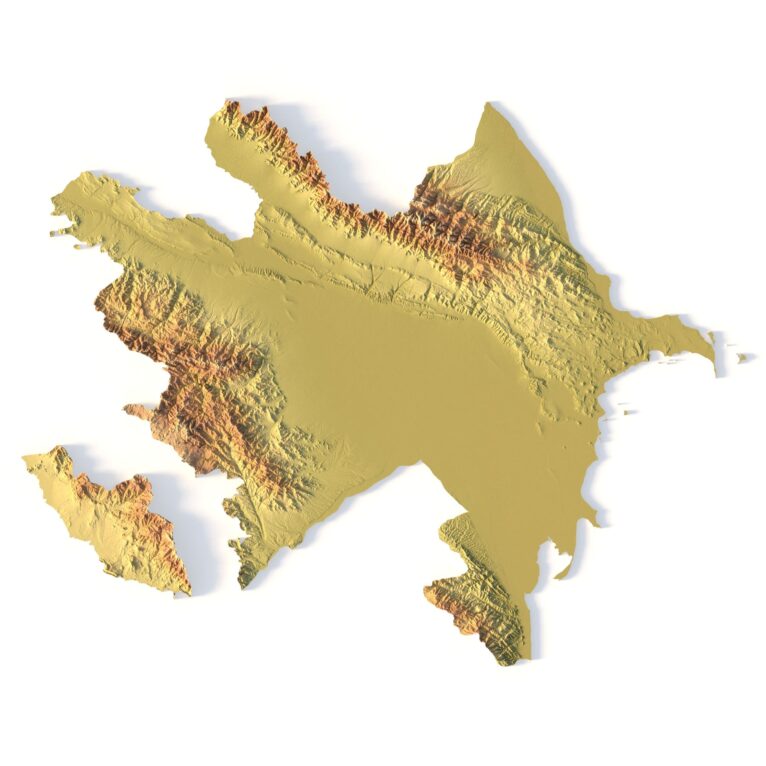 Full 3D STL model of Azerbaijan showing terrain detail