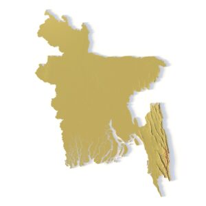 3D terrain model of Bangladesh in STL format, front view