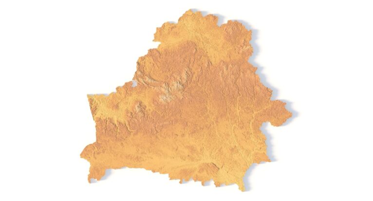 Close-up of Belarus terrain in STL model