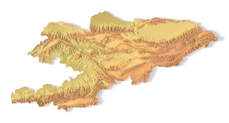 STL file of Kyrgyzstan map for CNC and 3D printing