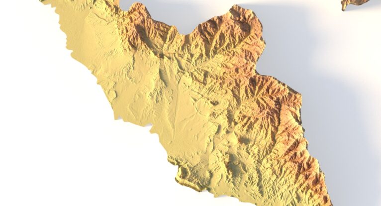 Side view of Azerbaijan’s terrain in 3D STL format