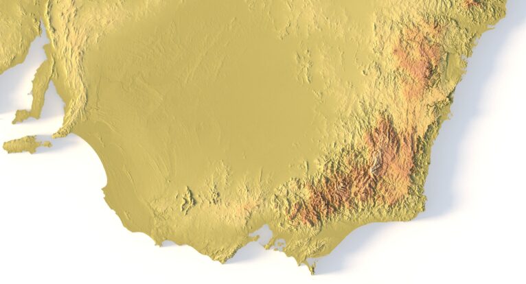 Australia elevation map for SLA and FDM 3D printing