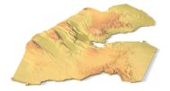 Isometric view of Djibouti’s 3D terrain STL map