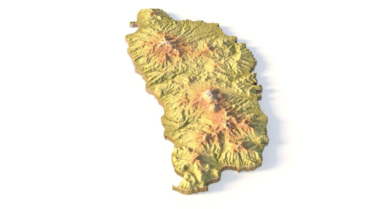 Side view of Dominica’s STL terrain showing elevation changes