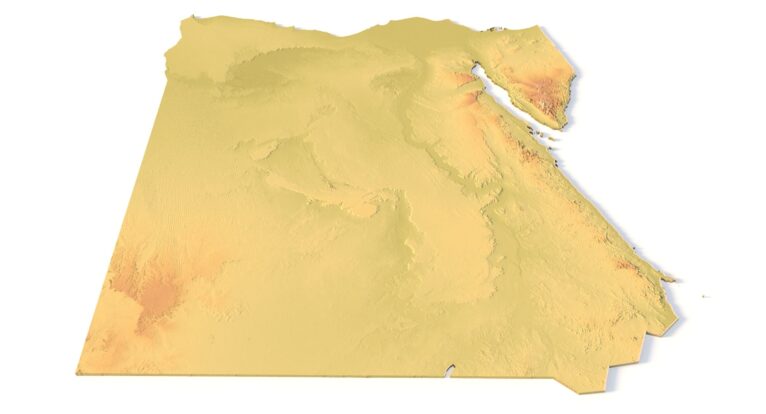 Isometric render of Egypt’s STL topographic map