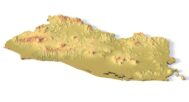 Isometric view of El Salvador’s 3D terrain STL map