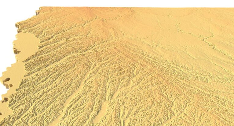 Iowa digital elevation model STL terrain map