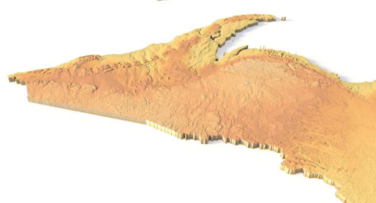 Michigan digital elevation model STL terrain map