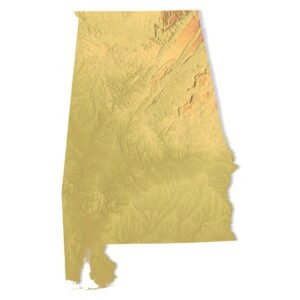 Alabama 3D terrain map STL for 3D printing