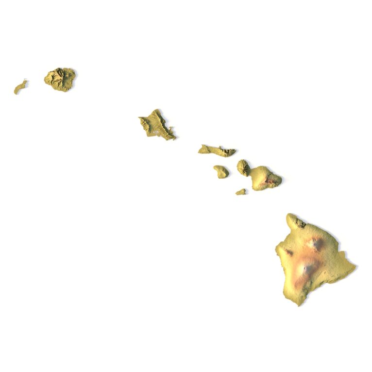 Hawaii Topographic STL Map – Front View