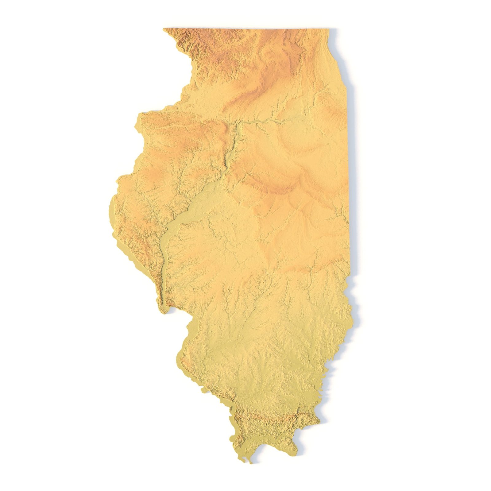 Illinois Topographic Map STL 3D Terrain Model Illinois topographic map STL 3D terrain model