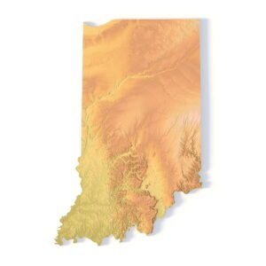 Indiana topographic map STL 3D terrain model