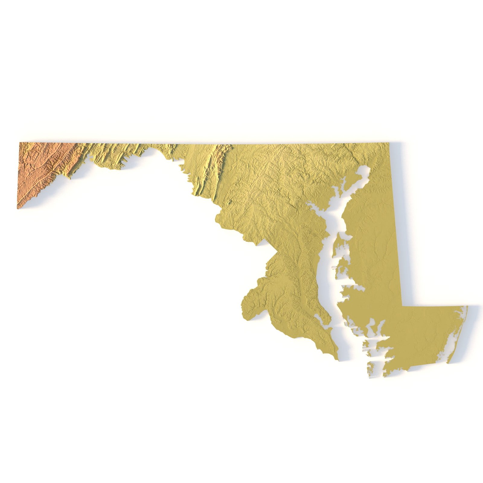 Maryland Topographic Map STL 3D Terrain Model Maryland topographic map STL 3D terrain model