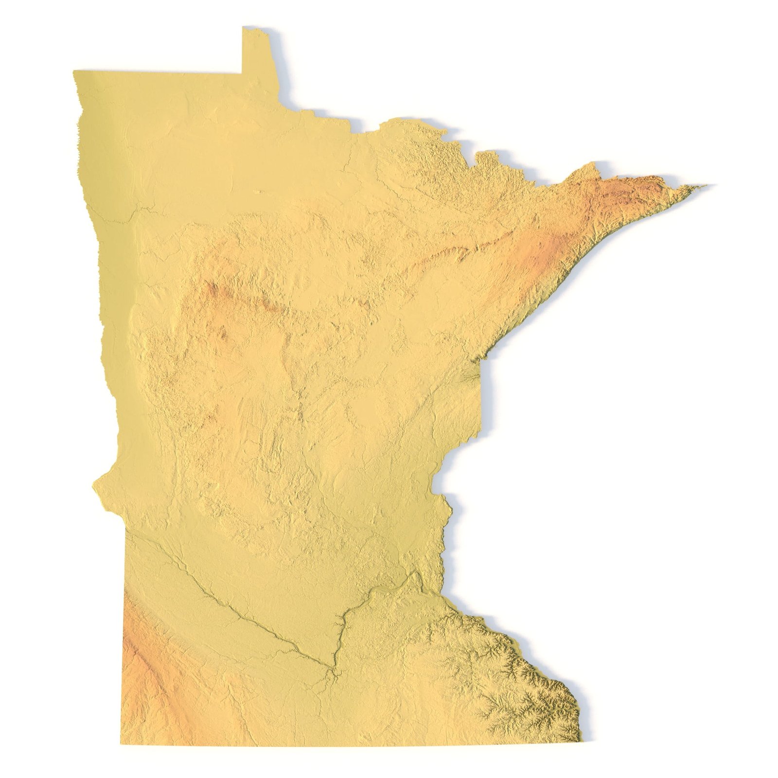 Minnesota Topographic Map STL 3D Terrain Model Minnesota topographic map STL 3D terrain model