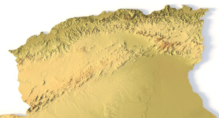 CNC-compatible 3D topographic map of Algeria