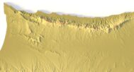 Close-up of Troodos Mountains terrain in STL model