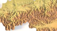 Close-up of Tian Shan terrain in STL model