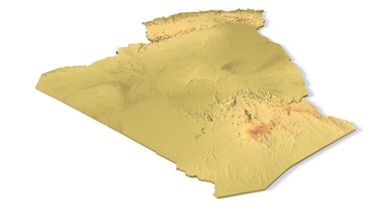 Algeria Topographic Map STL for 3D printing machines