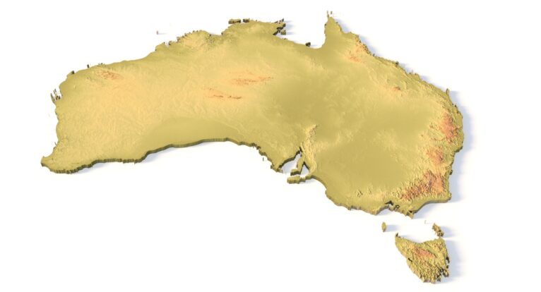 Perspective view of Australia topography in STL format