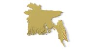 Isometric view of Bangladesh’s 3D terrain STL map