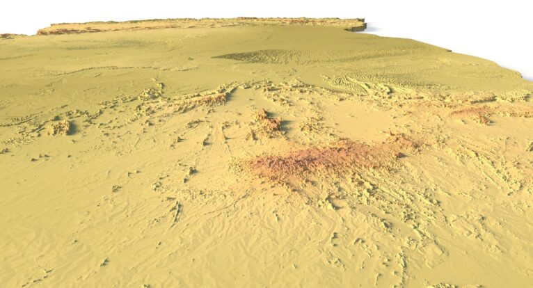 Elevation-based terrain surface of Algeria in 3D format
