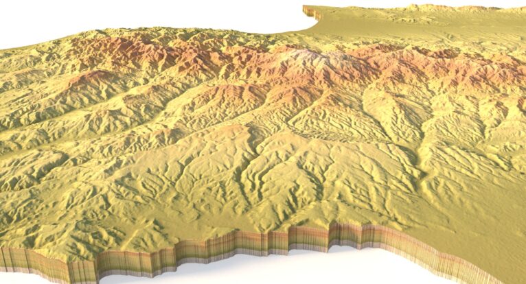 Side view of Cyprus’s detailed STL terrain model