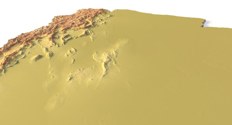 Complete 3D relief of Argentina’s topography for printing or carving