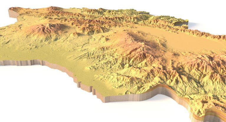 Sculpted Armenia elevation map for printing or carving