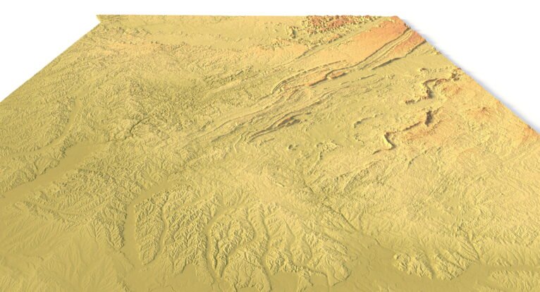 3D printed Alabama topographic map STL