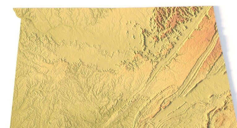 Alabama topographic map STL for CNC carving