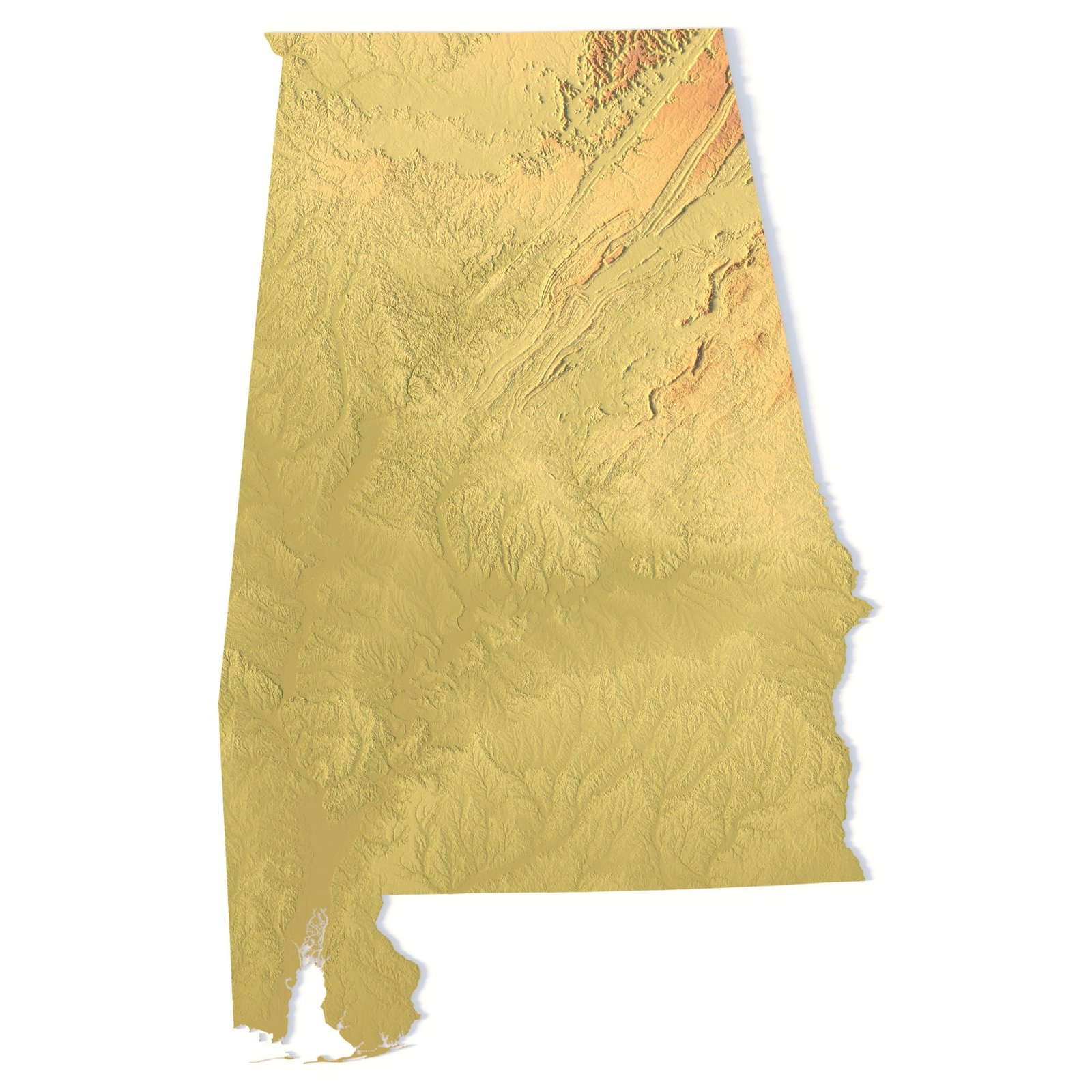 Alabama Topographic Map STL 3D Terrain Model Alabama topographic map STL 3D terrain model