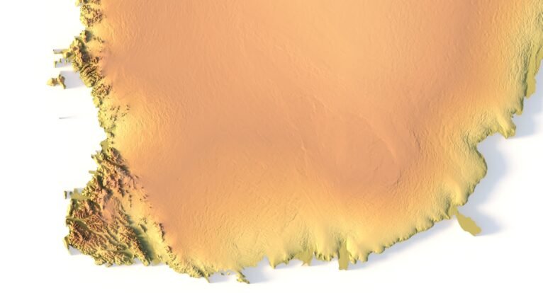 Antarctica 3D relief map prepared for CNC milling and engraving