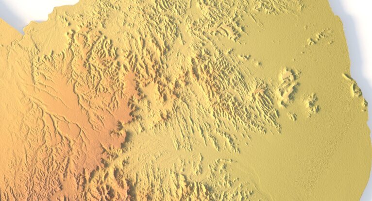 Close-up of Djibouti’s volcanic terrain in STL model