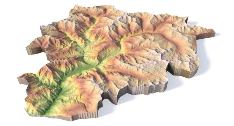 High-detail Andorra relief terrain STL model