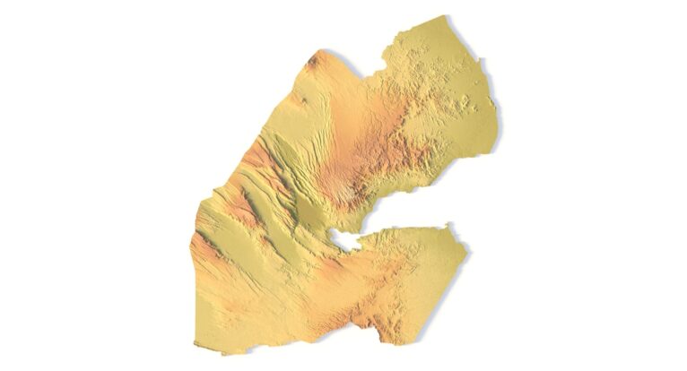 STL file of Djibouti map for CNC and 3D printing