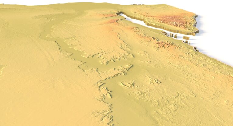 Side view showing elevation changes in Egypt’s terrain