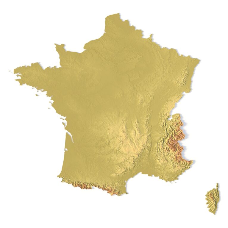 STL file of France’s topography for CNC and 3D printers