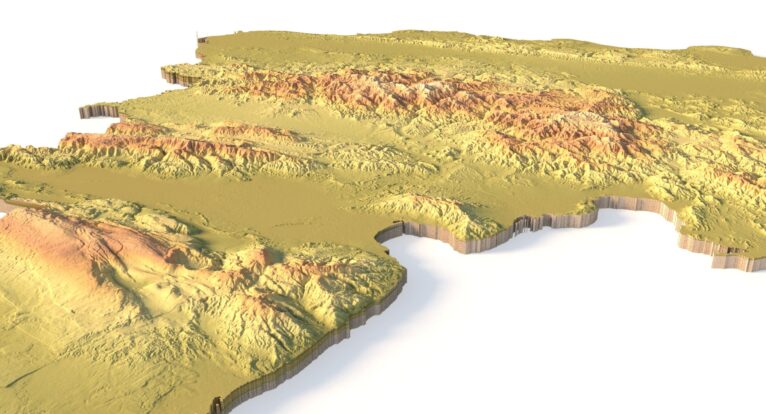 Side view of the Dominican Republic’s 3D terrain