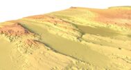 Side view of Djibouti’s detailed STL terrain model