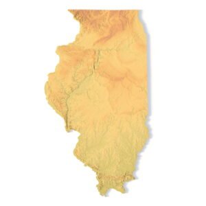 Illinois 3D terrain map STL for 3D printing